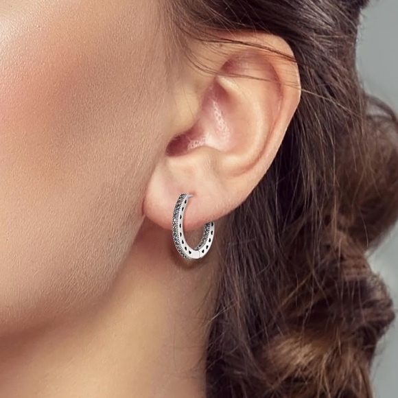 Solid 925 Sterling Silver Colorful 5A Cubic Zirconia Hoop Earrings - Picture 2 of 8